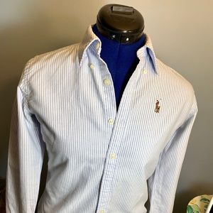 Ralph Lauren Blue Pin Stripped Oxford Button Down